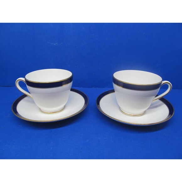 Spode Consul Cobalt Set Of 2 Coffee Or Tea Cups And 2 Saucers VGC - Picture 1 of 10